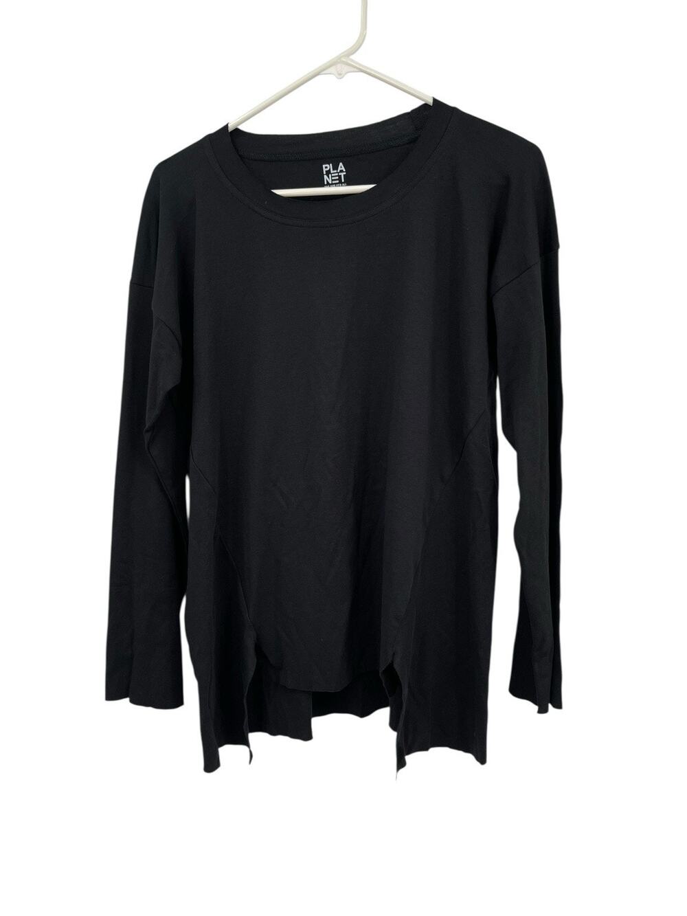 Planet By Lauren G Too Black Staggered Hem Pima Cotton One Size